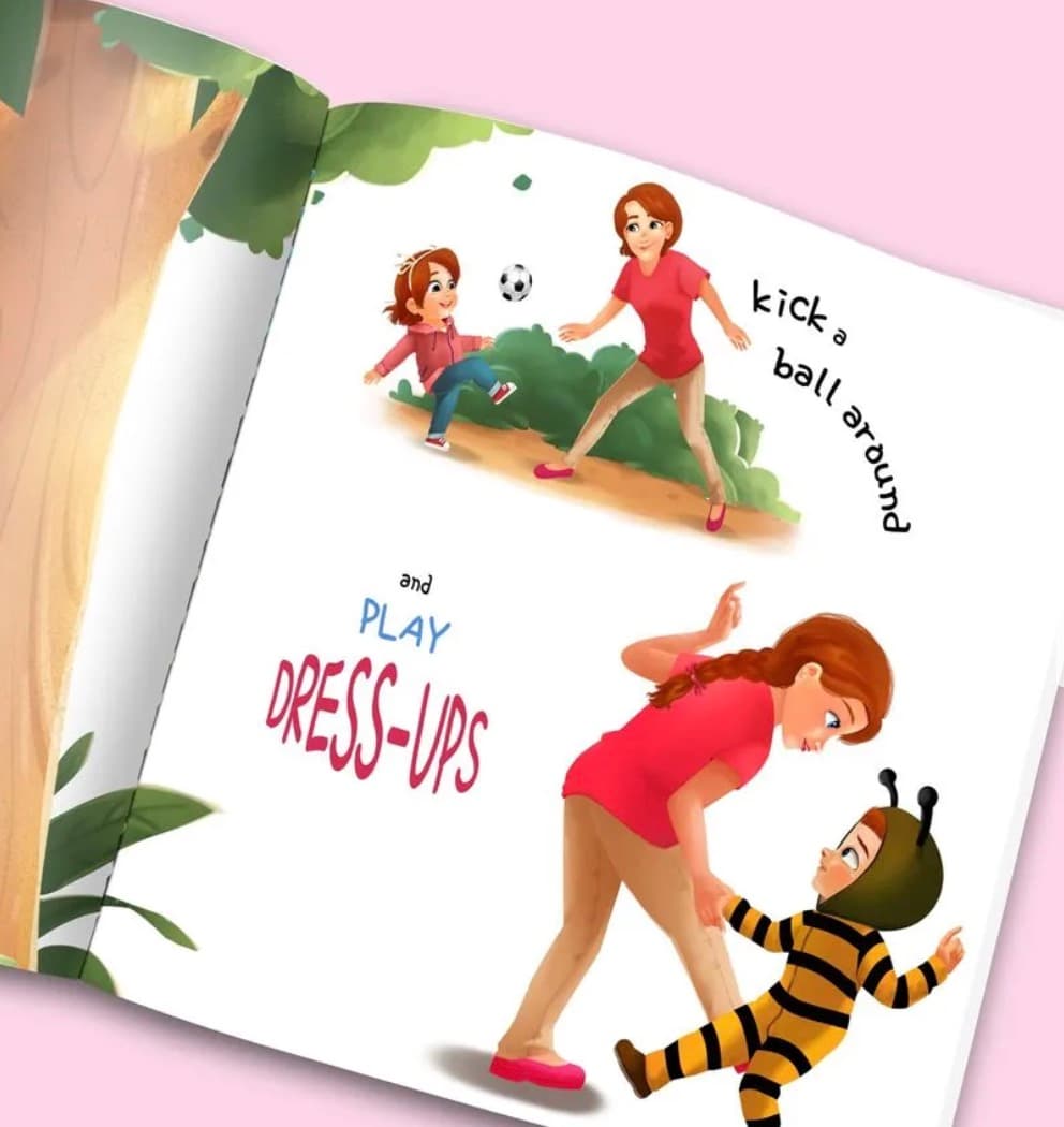 Dinkleboo book spread showing generic clipart-style illustrations