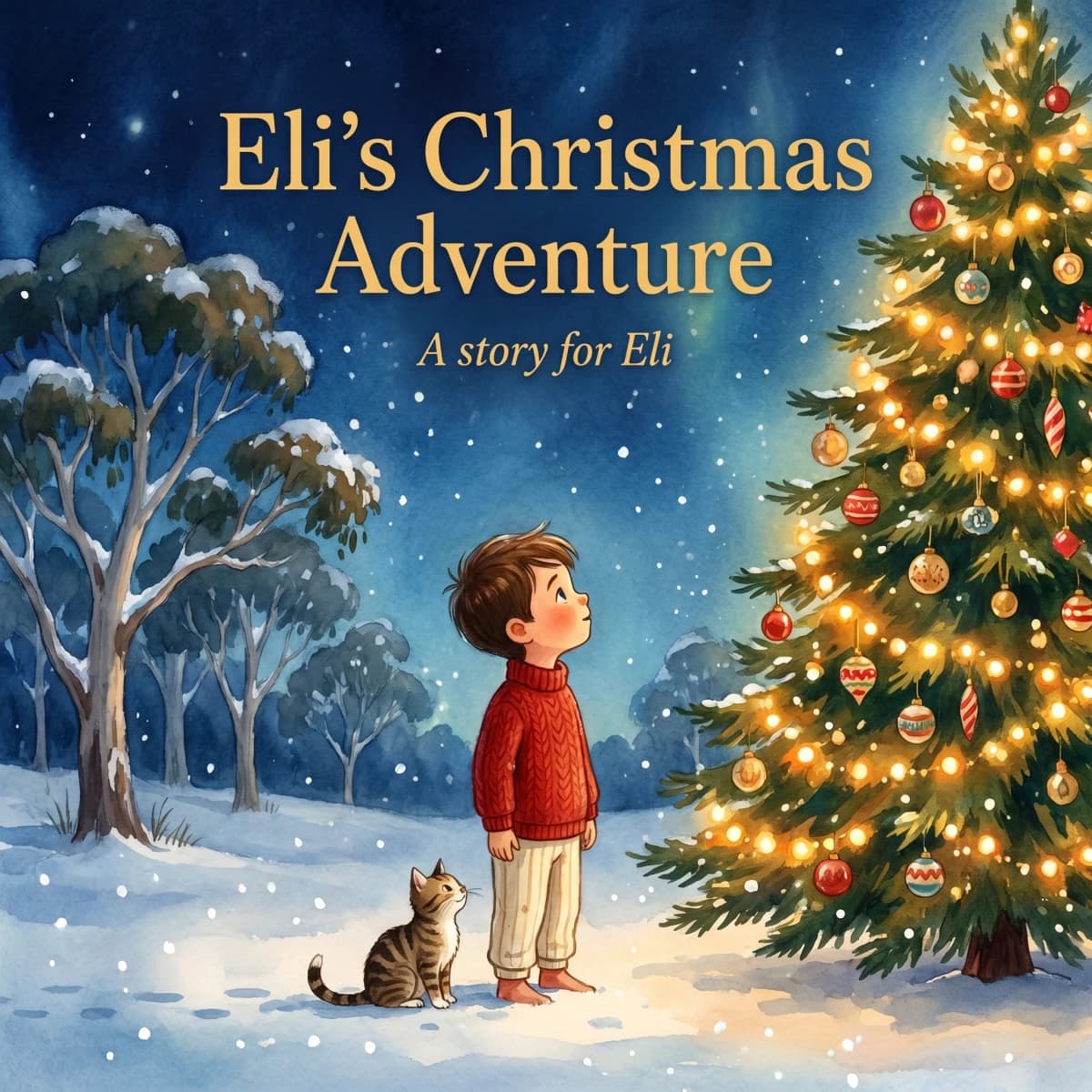 Eli's Christmas Adventure, a personalised Christmas book cover