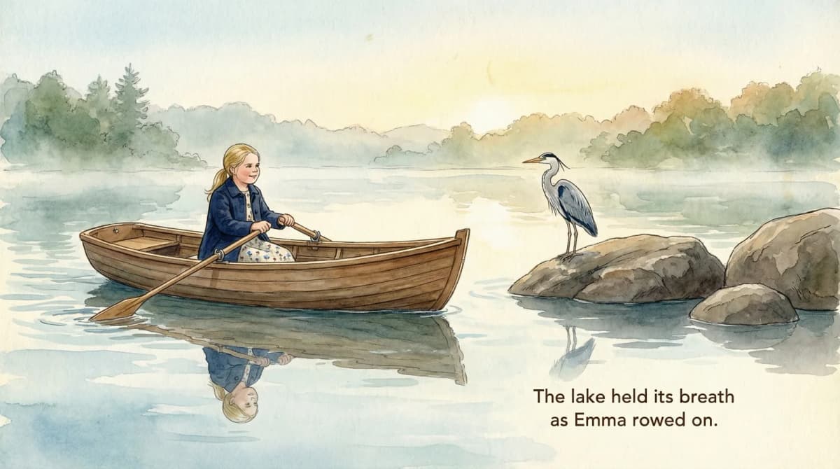 Paper Lake book spread with custom watercolour illustrations drawn from a child's photo