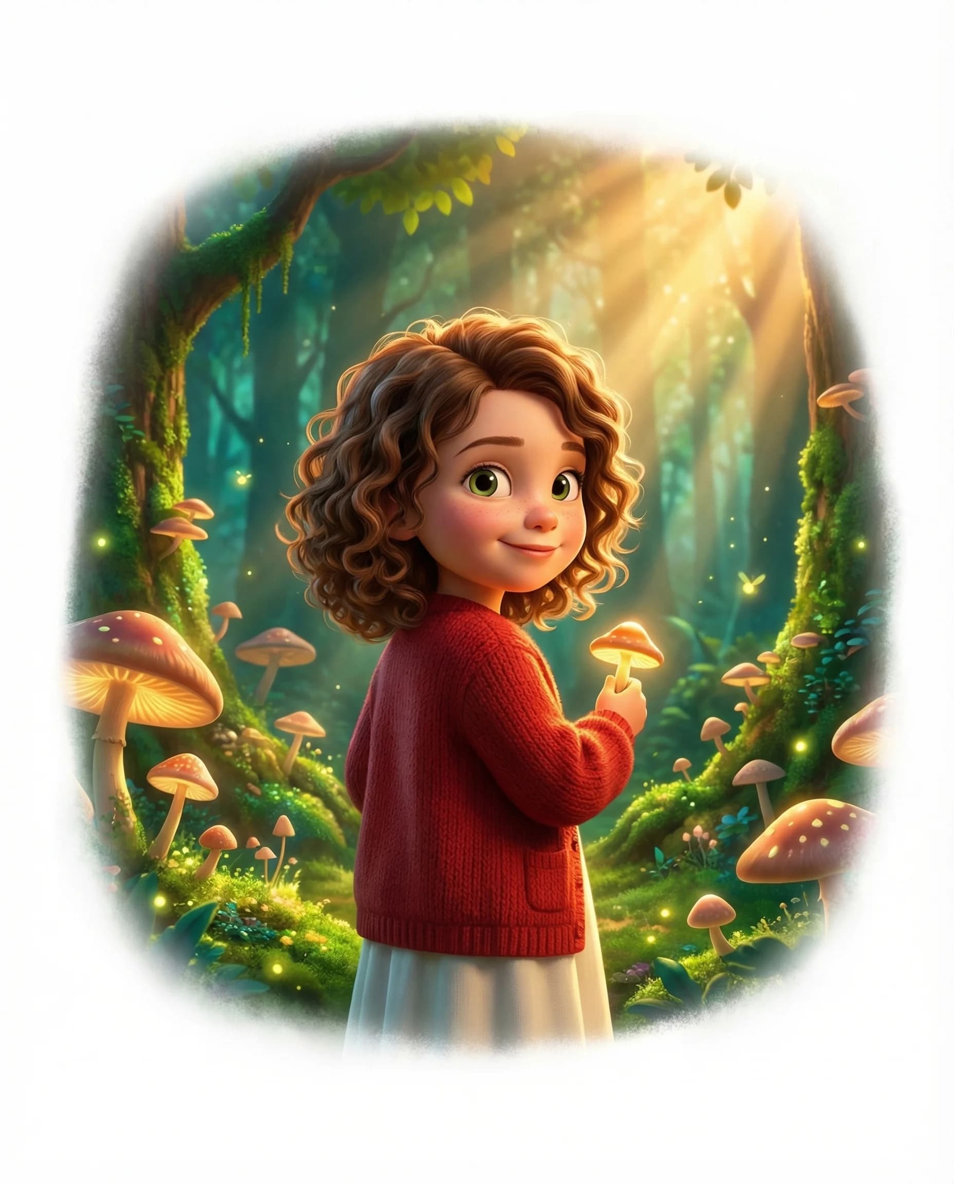 The same child illustrated in Pixar style